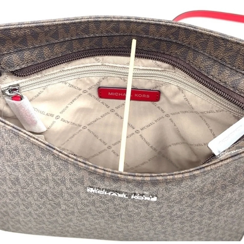 Michael Kors Large Messenger Crossbody Bag Brown/Red (NWT)